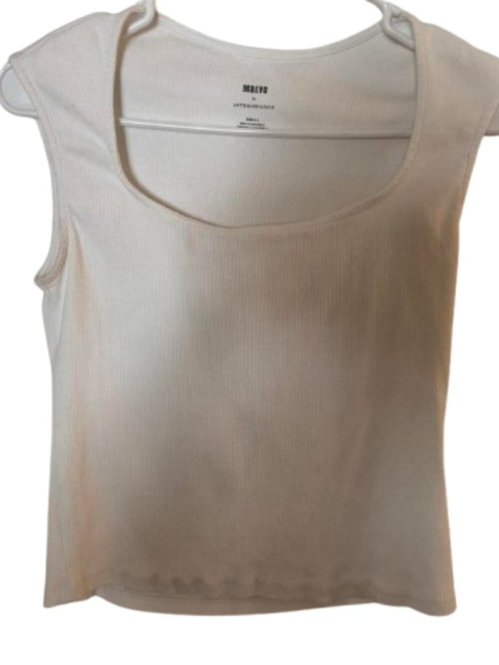 Anthro Maeve White Tank Top in Size Small. Preloved with Smudge in Front